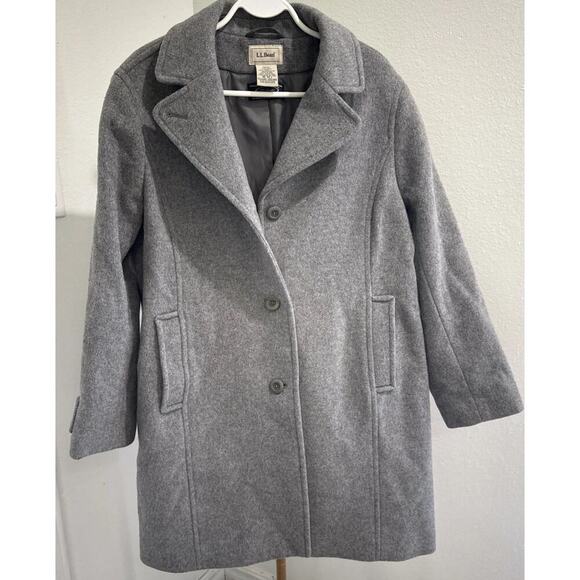 L.L. Bean Vintage gray Italian 100% Wool Classic Coat Size 18P Peacoat outdoor - Picture 1 of 9